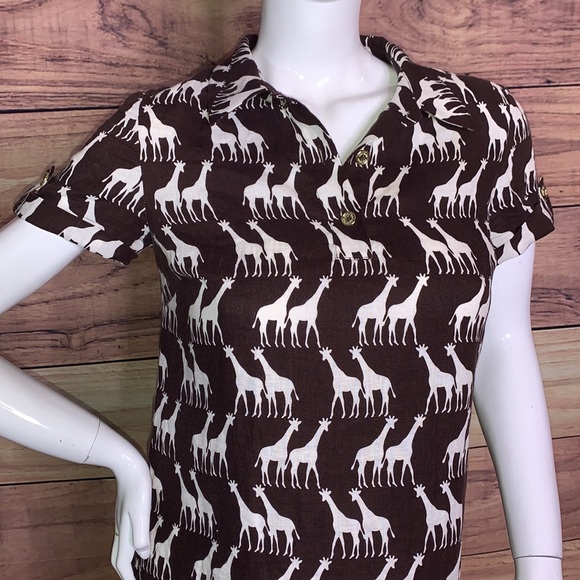 —-S0LD on MERC—-KATE SPADE GIRAFFES PATTERN LOOSE FIT SHORT SHIRT TOP DRESS - Picture 3 of 16